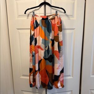 DR2 Abstract Multi-Color Midi Skirt - Pink, Orange, Blue